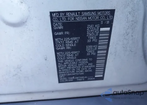 2019 Nissan Rogue Sv from USA, damaged, VIN KNMAT2MVXKP517281